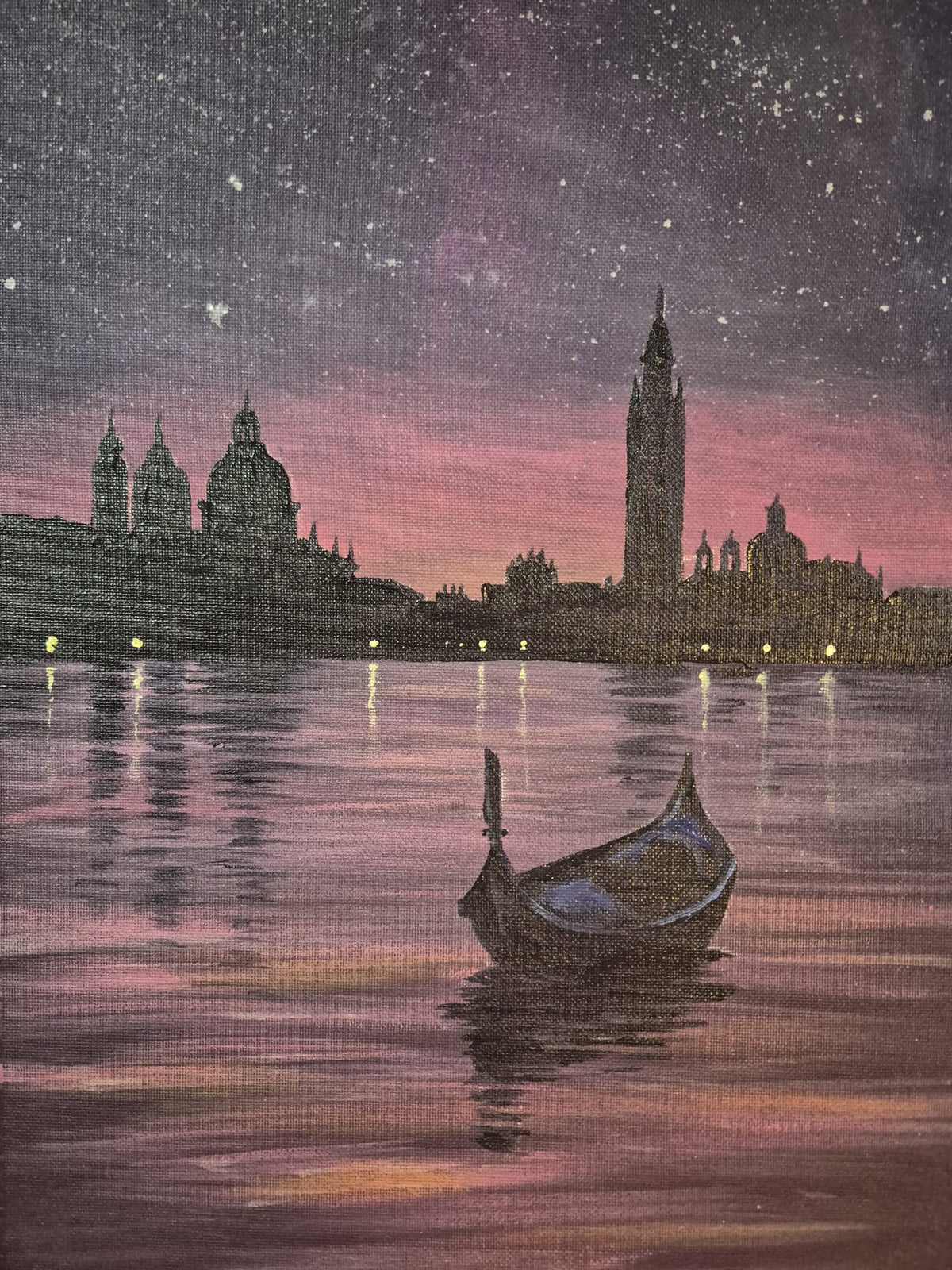 Gondolas at Night in Acrylics - 12th or 13th November