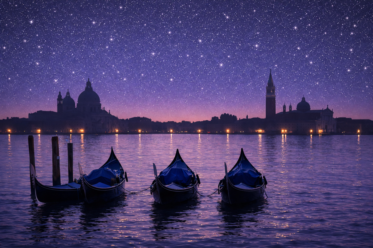 Gondolas at Night in Acrylics - 12th or 13th November