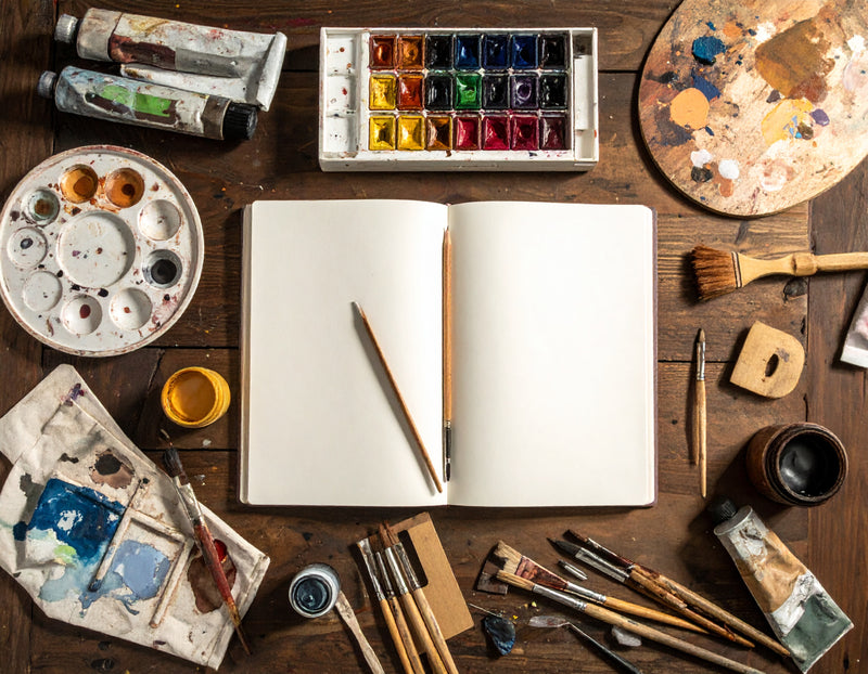 Students painting in class